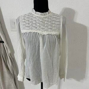Zara Basic Boho Peasant Tunic Long sleeve  Blouse Size Small Sheer